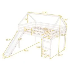 Nestfair Loft Bed House Bed With Slide - Grey - Twin -Furniture Kids Store 9653e857 becb 4d60 86e9 a860048c1cf6