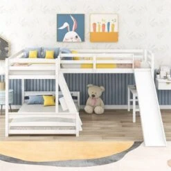 Merax L-shaped Twin Over Full Bunk Bed With Twin Size Loft Bed, Desk, Slide - Espresso 18 Merax L-shaped Twin Over Full Bunk Bed With Twin Size Loft Bed, Desk, Slide - Espresso -Furniture Kids Store 96a6e53c fb67 4c39 8e09 e6328a3cd6c3