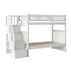 Columbia Staircase Bunk Bed Twin Over Twin In White - White - Twin -Furniture Kids Store 9788bb97 be13 4eeb 85aa 9c554d59d460