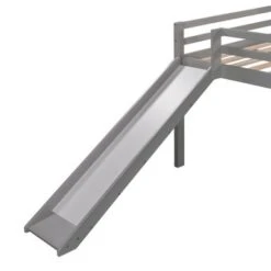 Nestfair Full Size Wooden Loft Bed With Slide And Chalkboard - Walnut -Furniture Kids Store 98db83f3 495e 43aa be9b c09f3ff6ee11