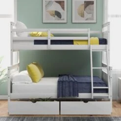 Nestfair Twin Over Full Bunk Bed With Ladder And Two Storage Drawers - Grey -Furniture Kids Store 99debb00 398c 4352 aa8d 64b68ba234fe