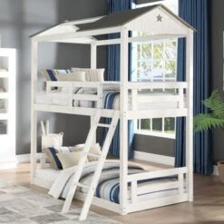 Taylor & Olive Sitka Weathered White Twin-over-Twin Bunk Bed - Twin