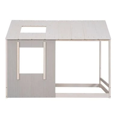 Merax Twin Size House Platform With Roof And Window - Antique Grey+Antique White 11 Merax Twin Size House Platform With Roof And Window - Antique Grey+Antique White - Image 9