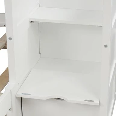Twin Over Full/Twin Bunk Bed, Convertible Bottom Bed, With Drawers - White 6 Twin Over Full/Twin Bunk Bed, Convertible Bottom Bed, With Drawers - White - Image 4