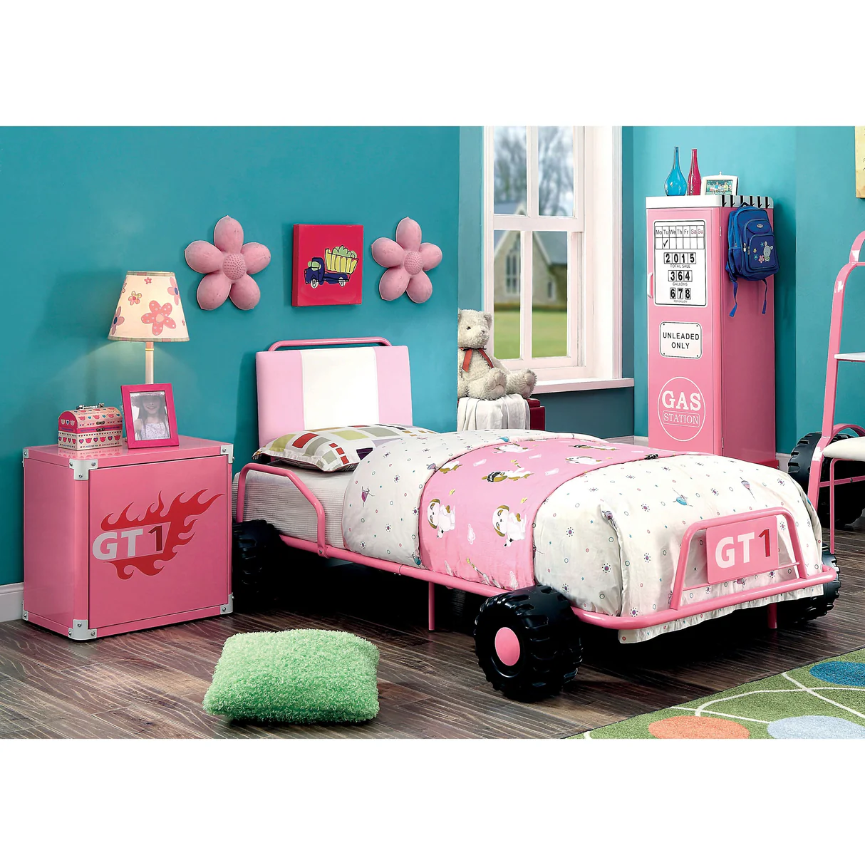 Furniture Kids Store -Furniture Kids Store Jessie Modern Twin 2 Piece Racing Bed and Nightstand Set by FOA d0de9d50 3785 4290 b9ff 71af424ebccb