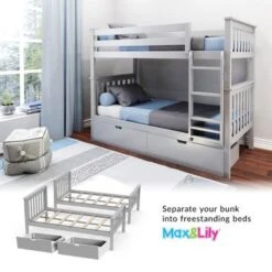 Max And Lily Twin Bunk Bed With Storage Drawers - Grey -Furniture Kids Store a03e35d9 b8f0 43c6 be8b 95ad36f1bc34