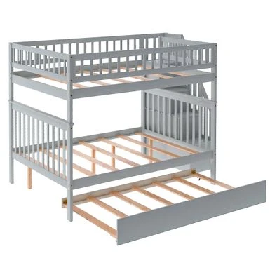 Nestfair Full Over Full Bunk Bed With Trundle And Staircase - White 9 Nestfair Full Over Full Bunk Bed With Trundle And Staircase - White - Image 7