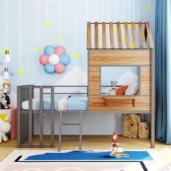 Merax Twin House Loft Bed With Roof, Window, Guardrail, Ladder - White -Furniture Kids Store a6c5ff94 c388 4e74 8af5 843e2b0e8c4a