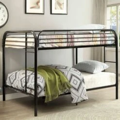 Loo Contemporary Full Over Full Metal Bunk Bed By Furniture Of America - Black -Furniture Kids Store a7d82555 8a91 477b ac1f 540c6fcb0e2b