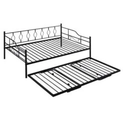 Merax Metal Daybed With Twin Size Portable Folding Trundle - Black - Twin -Furniture Kids Store a806cfd2 32b1 45a5 8082 53c36de58456