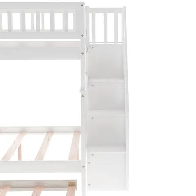 Nestfair Full Over Full Bunk Bed With Trundle And Staircase - White 20 Nestfair Full Over Full Bunk Bed With Trundle And Staircase - White - Image 18