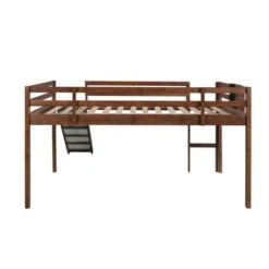 Nestfair Full Size Wooden Loft Bed With Slide And Chalkboard - Walnut -Furniture Kids Store ad89bd56 eb19 43c7 b863 43077e51f51b