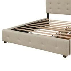 Nestfair Queen Size Upholstered Platform Bed With 2 Drawers And Twin XL Trundle - LIGHT GREY -Furniture Kids Store ae1626cb 4877 4da7 9325 9d0c94fcda01