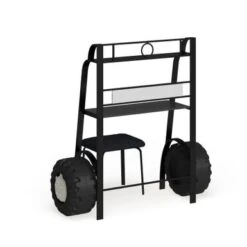 Siln Contemporary Black Metal 2-piece Racing Writing Desk Set With USB Ports By Furniture Of America - Black -Furniture Kids Store afa85e03 a0fb 46d6 acc0 7e6a3ce289e7