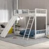 Metal Bunk Bed With Slide, Twin Over Twin, White - White - Twin -Furniture Kids Store b374e276 6dfe 43e6 8cd8 2cf98b978fc8