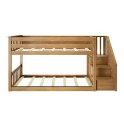 Max And Lily Twin Over Twin Low Bunk Bed With Staircase - Pecan -Furniture Kids Store b3cb1043 984a 458c 818c fddd4123391c