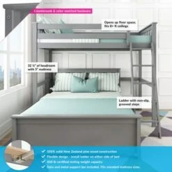 Max And Lily L Shaped Twin Over Full Bunk Bed - Grey -Furniture Kids Store b682ea93 9080 4068 b677 4f838874d8db