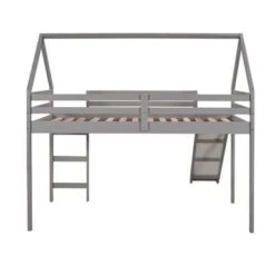 Modern Design Twin Size Loft Bed With Slide, House Bed - Grey -Furniture Kids Store b6d3fd97 99e8 45a1 933e 396253dde49c