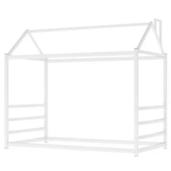 Nestfair Twin Size House Platform Bed With Roof - Black -Furniture Kids Store b7368b64 650f 4821 a424 0586e43edac2