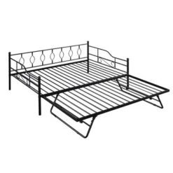 Merax Metal Daybed With Twin Size Portable Folding Trundle - Black - Twin -Furniture Kids Store bbb0873f a385 4da7 863d 78f0c9a7454e
