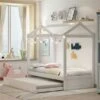 House Bed With Trundle, Can Be Decorated, White - White - Twin -Furniture Kids Store bc3f91a6 6522 4c39 8d74 33641d835c86