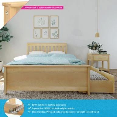 Max And Lily Full Bed With Under Bed Storage Drawers - Pecan 20 Max And Lily Full Bed With Under Bed Storage Drawers - Pecan - Image 18