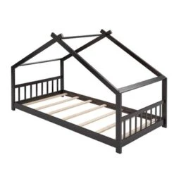 Twin Size House Bed Wood Bed - Espresso -Furniture Kids Store beb895fe 832f 471e 93df 170aaa588a03