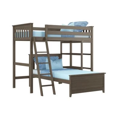 Max And Lily L Shaped Twin Over Twin Bunk Bed With Bookcase - Grey 13 Max And Lily L Shaped Twin Over Twin Bunk Bed With Bookcase - Grey - Image 11
