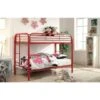 Metal Twin Over Twin Bunk Bed With Attached Side Rails And Side Ladders, Red -Furniture Kids Store c0bd3377 403e 4449 9609 d4b25be93f10