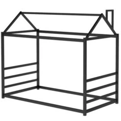 Nestfair Twin Size House Platform Bed With Roof - Black -Furniture Kids Store c3377946 49e7 4783 a18d 0ac44386f719