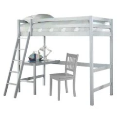 Hillsdale Kids And Teen Caspian Twin Loft Bed With Desk Chair - Gray