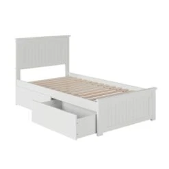 Nantucket Twin Platform Bed With Matching Foot Board With 2 Urban Bed Drawers In White - White - Twin -Furniture Kids Store c5f99c40 8772 4a17 b43f 6f1e25d2ca67