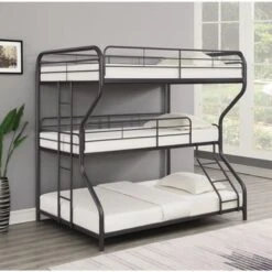 Coaster Furniture Garner Gunmetal Triple Bunk Bed With Ladder - Full/Twin/Full