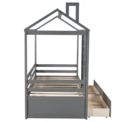 Nestfair Twin Size House Bed Wood Bed With Two Drawers - Natural -Furniture Kids Store c90e574e e6a2 4a1c baa9 2abe527ae6b5