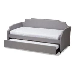 Baxton Studio Contemporary Twin Size Daybed With Roll Out Trundle Guest Bed - Grey -Furniture Kids Store cb5d193e a192 4e79 ba15 ed8e65d1e7e0