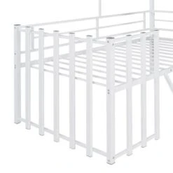 Merax Twin House Loft Bed With Roof, Window, Guardrail, Ladder - White -Furniture Kids Store d09f5b34 af91 47b0 99f3 6add99848fe5