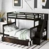 Twin-Over-Full Bunk Bed With Drawer And Guard Rail, Espresso Color - Espresso - Twin -Furniture Kids Store d1356703 dd1d 4cc0 8a62 af31ae51c37e