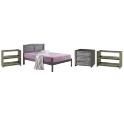 Full Bed With Case Goods - Bed, 3 Drawer Chest, Bookcase, Small Bookcase