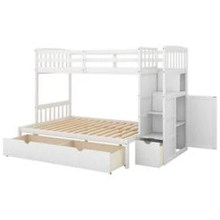 Twin Over Full/Twin Bunk Bed, Convertible Bottom Bed, With Drawers - White 36 Twin Over Full/Twin Bunk Bed, Convertible Bottom Bed, With Drawers - White -Furniture Kids Store d549dee4 086a 4b2e 9dac 7dcd3ad205cc