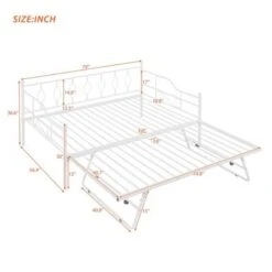 Merax Metal Daybed With Twin Size Portable Folding Trundle - Black - Twin -Furniture Kids Store d64021d4 642a 464e add3 2348a1572e67