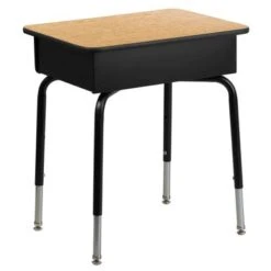 5 Pack Student Desks With Open Front Metal Book Boxes - School Desk - 24"W X 18"D X 22.25" - 31.25"H - Natural -Furniture Kids Store d66382d2 0fa8 4325 a115 bab949f3239c