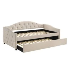 Upholstered Twin Daybed With Trundle - Beige -Furniture Kids Store d741b99b 7a5a 4e7f 86e2 8548a4e3af90