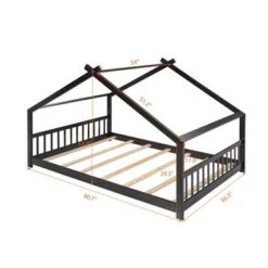 Nestfair House Bed Wood Bed For Kids - Espresso - Twin -Furniture Kids Store d813a27a dabe 42e6 aa51 d111d1426247