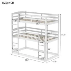 Merax Wood Twin Over Twin Over Twin Triple Bunk Bed - White -Furniture Kids Store db90ab9b e1d8 448e b1a3 c7f5fe2652f3