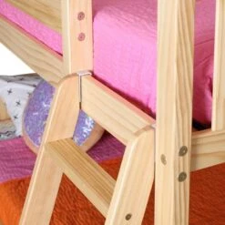 Max And Lily Twin Over Twin Low Bunk With Curtains - Natural With Purple/White Curtain -Furniture Kids Store dd8ff7d5 ffa0 49d5 ad76 d45ac8b9002b