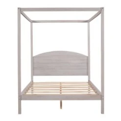 Nestfair Full Size Canopy Platform Bed With Headboard And Support Legs - Grey -Furniture Kids Store ddda1142 9574 48ef 9d2e c2058d459b7e