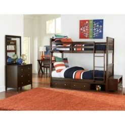 Hillsdale Pulse Twin Over Twin Bunk With Storage, Chocolate - Chocolate - Twin