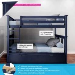Max And Lily Twin Bunk Bed With Storage Drawers - Grey -Furniture Kids Store def621aa efdb 4440 9599 8ecd5d2f453a