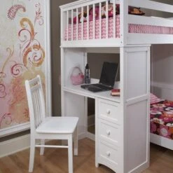 NE Kids School House Stair Loft With Desk End And Twin Lower Bed - White - Twin -Furniture Kids Store e09df2c2 ae2a 4725 a6df fcc7111b8378