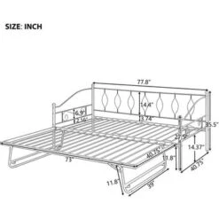 Merax Metal Daybed With Twin Size Portable Folding Trundle - Black - Twin -Furniture Kids Store e12d4a7a 025a 4b47 873b 0f8e75e3fda7